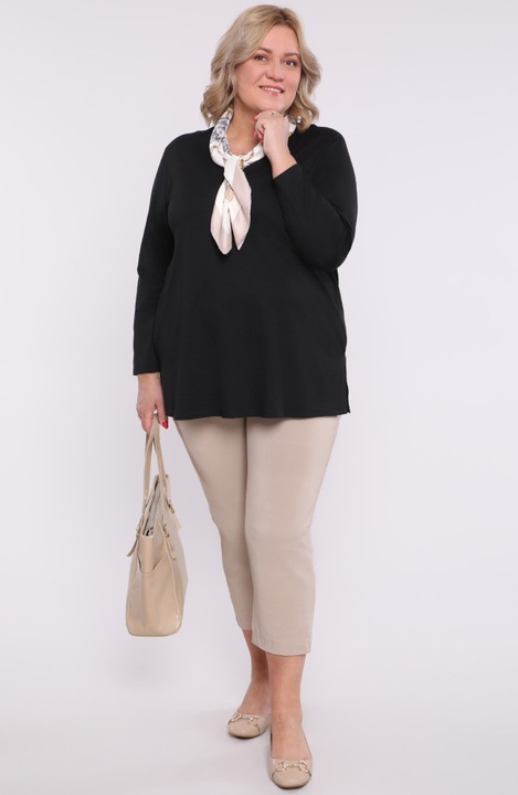 Bluza femei MDR24, neagră, viscoză, mărime 60-62, maneci lungi