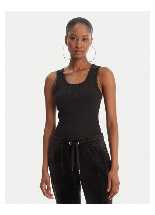 Maiou dama, Juicy Couture, Slim fit, Negru, Bumbac/Elastan