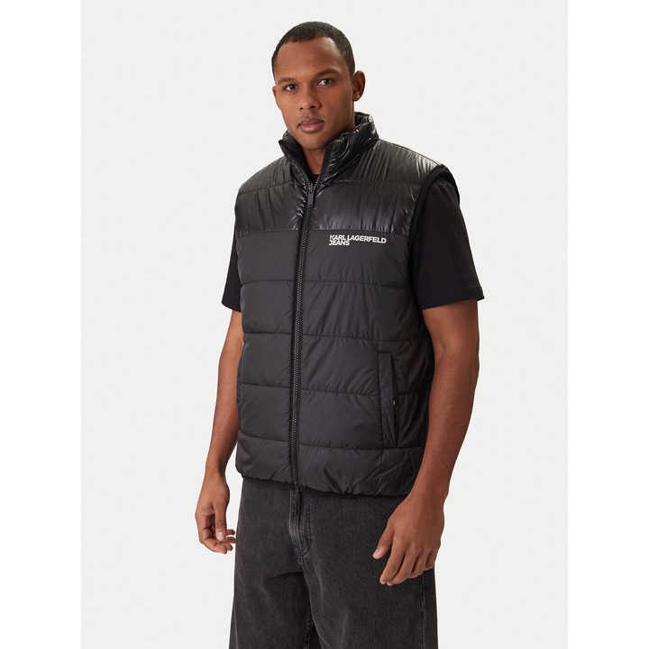 Vesta barbati, Karl Lagerfeld Jeans, negru, poliamida, cu fermoar