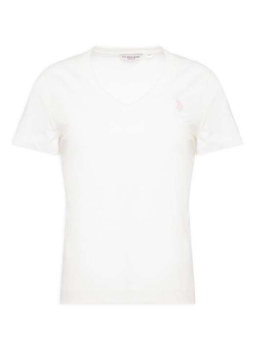Tricou dama, U.S. Polo Assn., bumbac, alb, M INTL