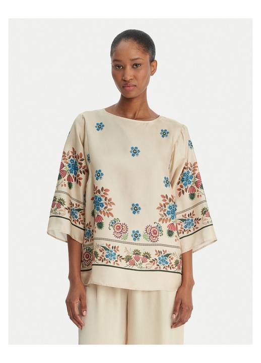 Bluza dama, Weekend Max Mara, lejer, floral, ecru, matase, 38 EU