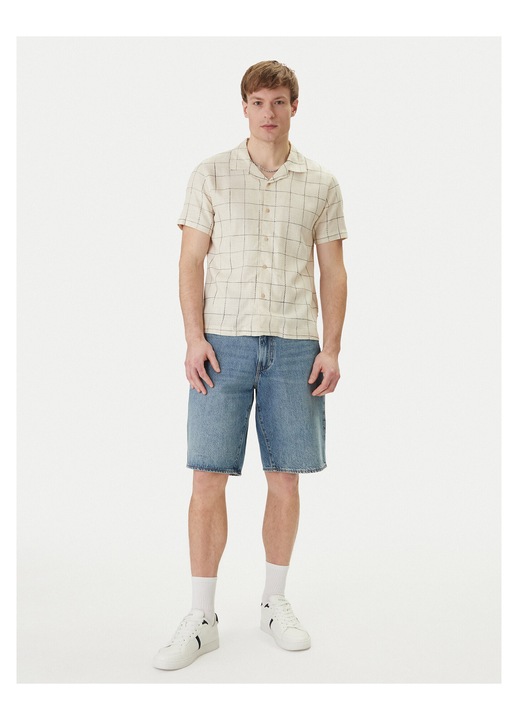 Camasa barbati, Guess, carouri, bej, 79% viscoza, 21% poliester