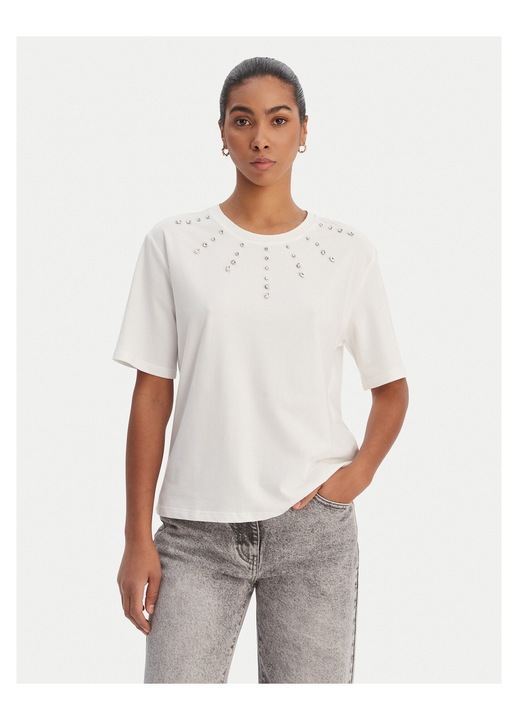 Tricou dama Morgan, bumbac/poliester/elastan, alb