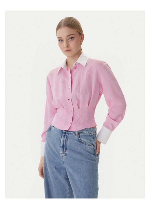 Camasa dama, Morgan, slim fit, roz, 83% viscoza, 17% poliamida, Roz