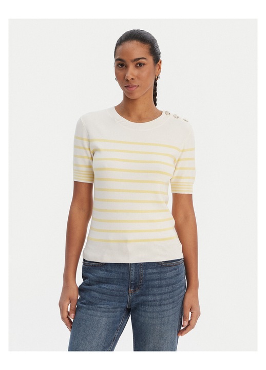 Tricou dama, Morgan, dungi, galben, viscoza/poliamida