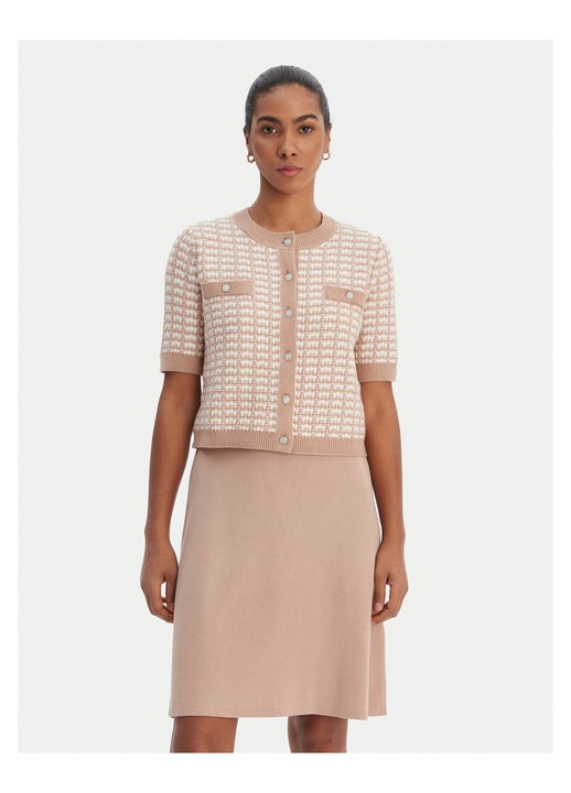 Set pulover si rochie, Morgan, slim fit, bej, acril si viscoza, L INTL