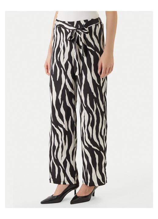 Pantaloni dama, Morgan, poliester, alb/negru - 659875, Alb/Negru