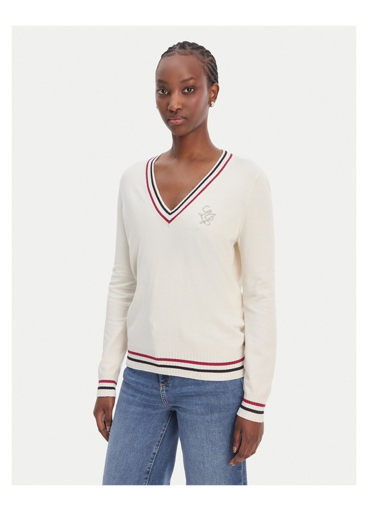 Pulover dama, Liu Jo, Alb, viscoza/poliamida