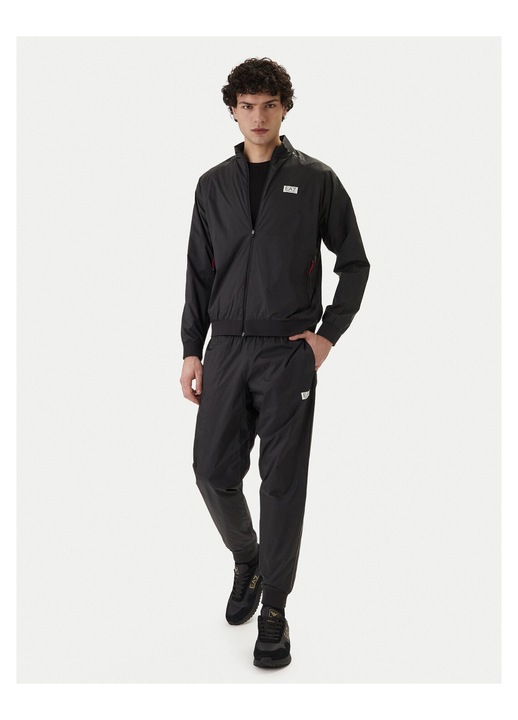 Trening lifestyle barbati, EA7, fermoar, negru, poliamida