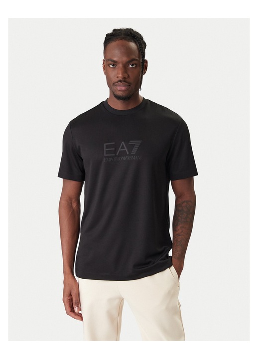 Tricou Barbati, EA7 Emporio Armani, 70% modal, 30% poliester, Negru, Negru