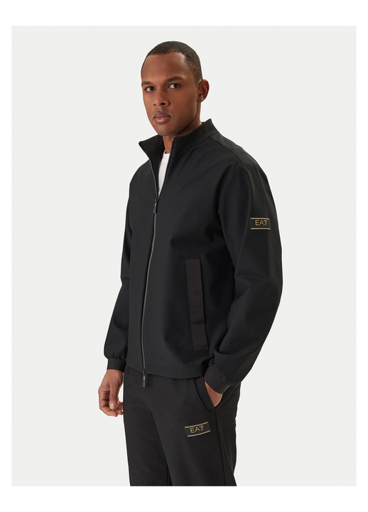 Geaca de tranzitie barbati, EA7, negru, poliamida, fermoar