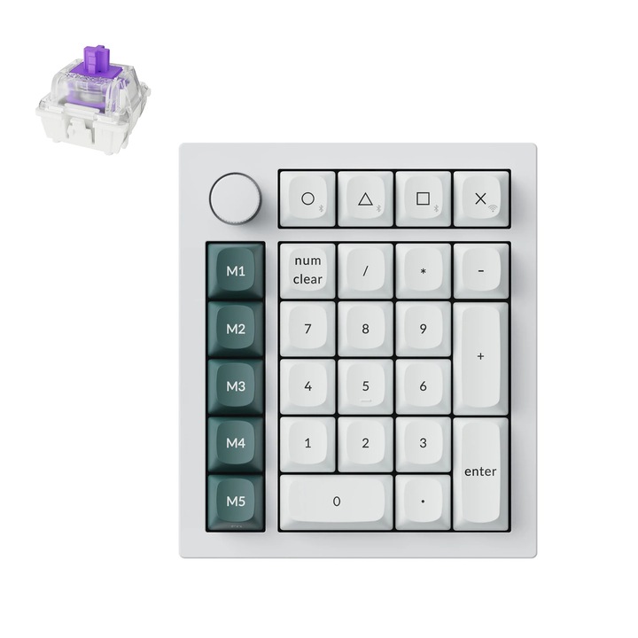 Безжична магнитна цифрова клавиатура Keychron Q0 HE QMK, Numpad, Bluetooth/2.4 GHz, Gateron Double-Rail Magnetic Nebula Switch, бяла