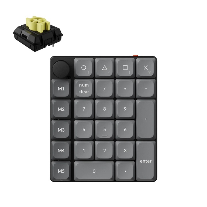 Безжична механична цифрова клавиатура Keychron K0 Max QMK, Numpad Low-Profile, Bluetooth/2.4 GHz, Milk POM Switch Banana, сива