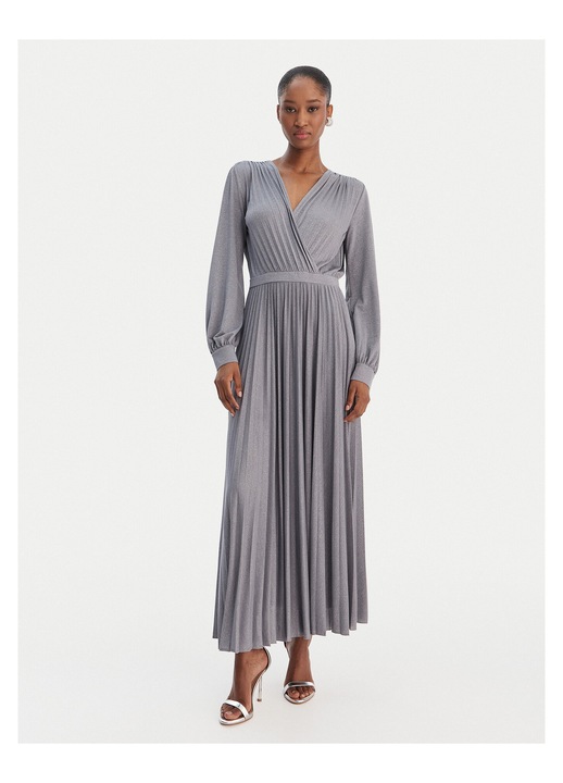 Rochie cocktail Marella, gri, 54% viscoza, 26% poliester, 15% fibre metalice, 5% elastan, 2XL INTL