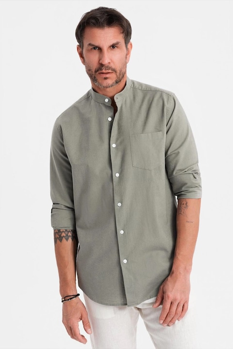 OMBRE, Camasa-tunica de in si bumbac, Kaki