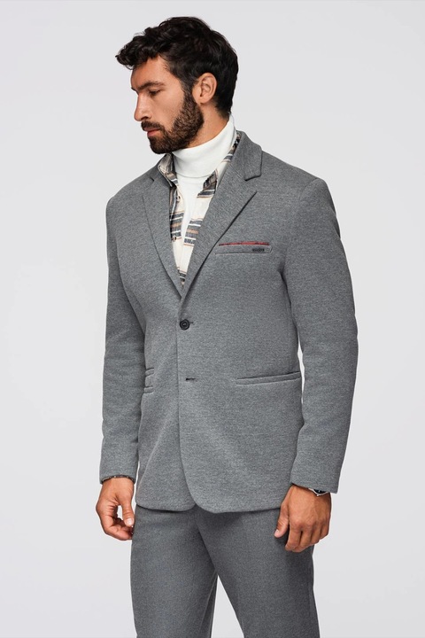 OMBRE, Sacou cu buzunare cu refilet, Gri melange