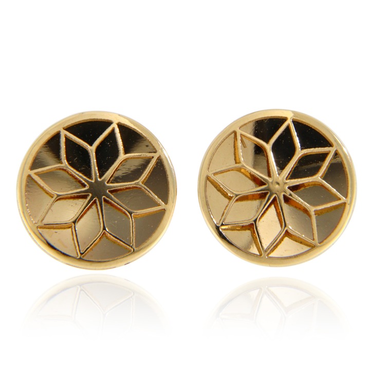 Cercei Aur Galben 14K, Floare Stilizata, 0.9cm, 1.03g