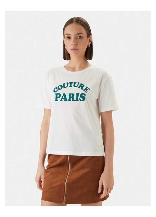 Tricou Morgan alb din bumbac pentru dama, Alb, S