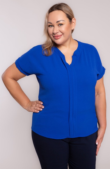 Bluza albastra de colt cu cusaturi