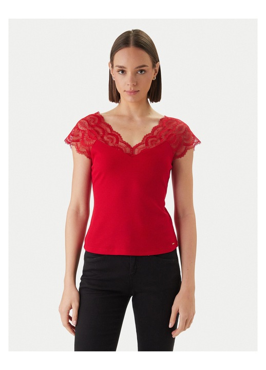 Bluza dama, Morgan, slim fit, rosu, poliester-viscoza-elastan