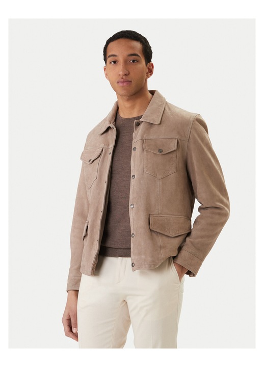 Geaca barbati, Milestone, piele naturala, bej, captuseala bumbac, Bej, 58