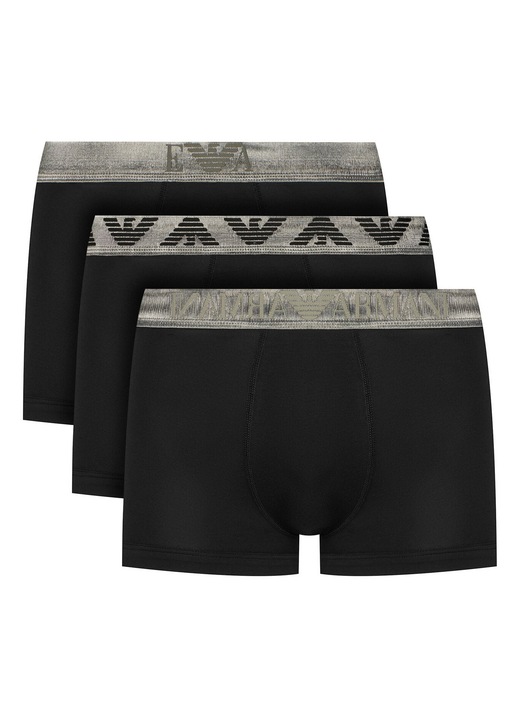 Set 3 perechi boxeri barbati, Emporio Armani, bumbac, negru
