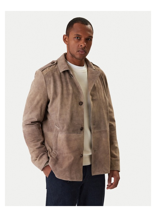 Geaca barbati, Milestone, piele naturala, bej, 100% bumbac, Bej