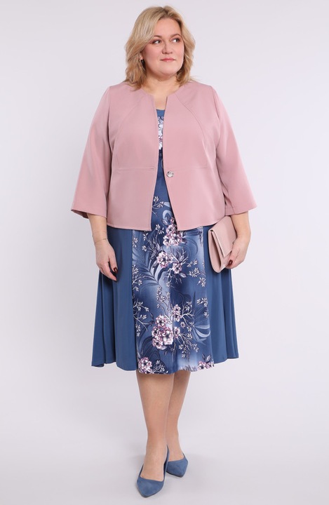 Синя рокля с розови цветя