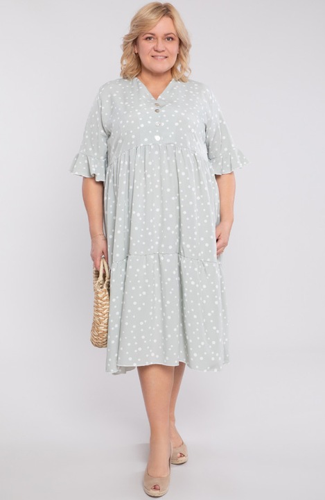 Rochie verde deschis cu buline albe