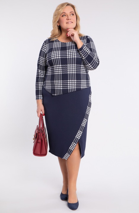 Rochie bleumarin cu imprimeuri albe si bleumarin