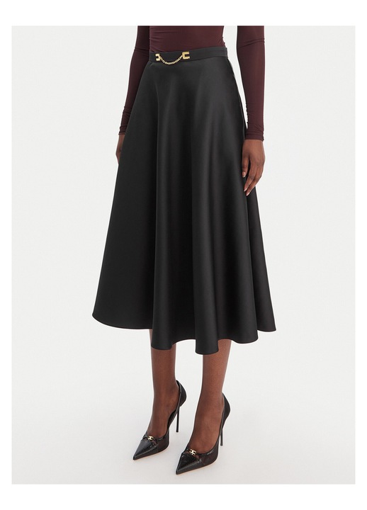Fusta midi dama Elisabetta Franchi, neagra, poliester, Negru