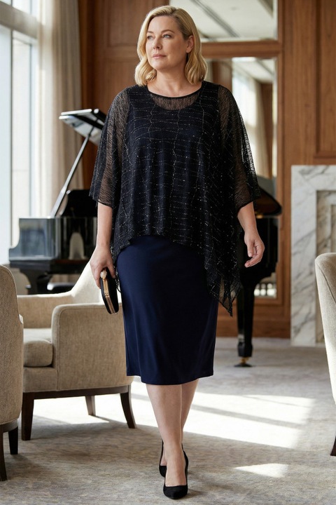 Rochie bleumarin cu decoratiuni argintii