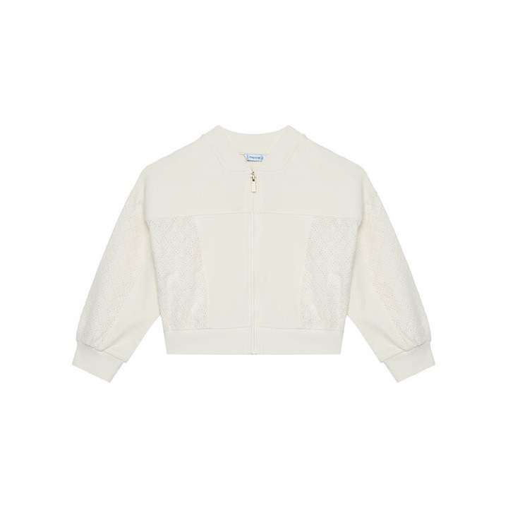 Bluza copii, Mayoral, bumbac, fermoar, bej, 134 CM