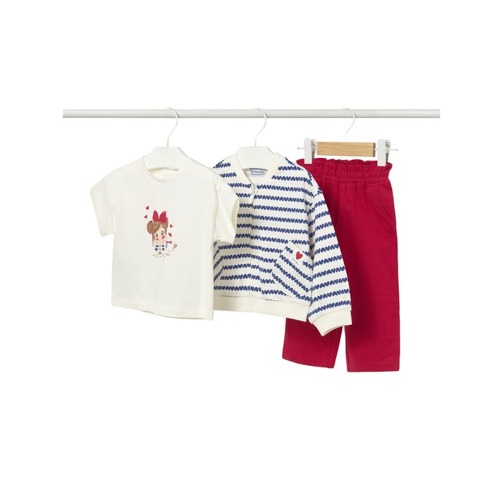 Compleu copii, Mayoral, set pentru fete, dungi, bumbac, Multicolor, 104 CM