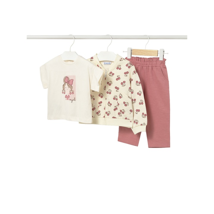 Compleu copii, Mayoral, set pentru fete, fermoar, bumbac, Bej