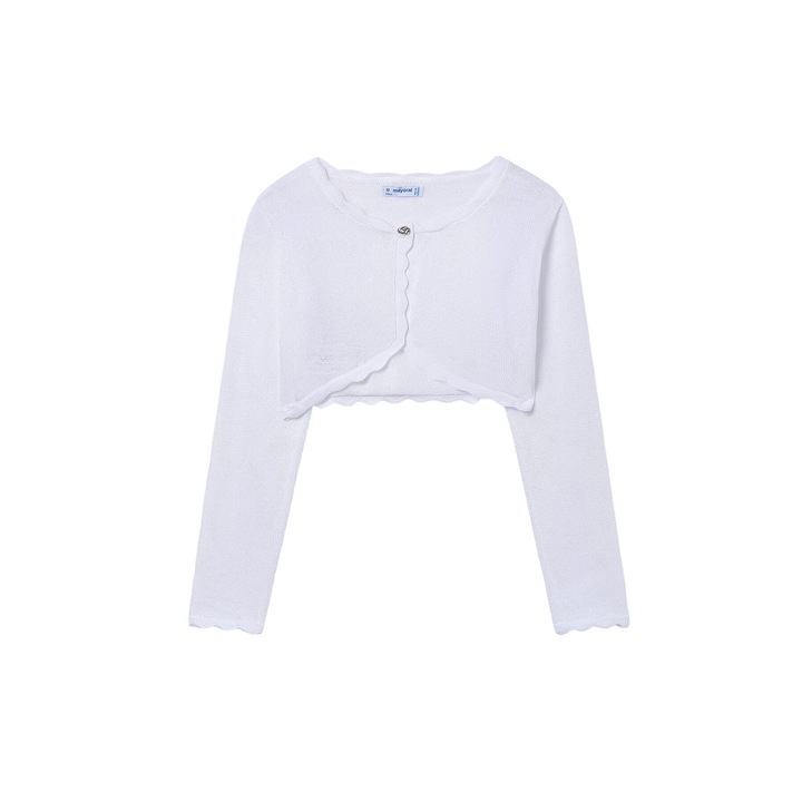 Geaca fetita, Mayoral, alb, 61% poliester, 36% viscoza, 3% poliamida