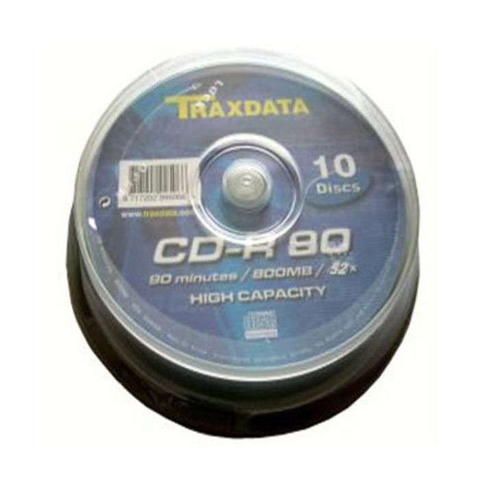 Set 10 CD-R Traxdata, 700MB, 52x, ambalat in cutie de plastic