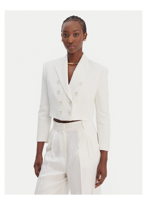 Sacou dama, Elisabetta Franchi, ecru, sistem inchidere nasturi, captuseala poliester-elastan