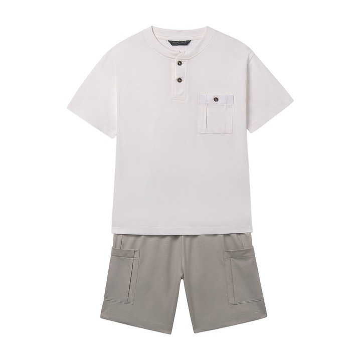 Set tricou+pantaloni scurti pentru baieti, Mayoral, bumbac, bej