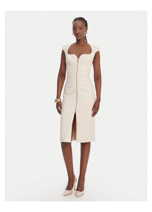 Rochie cocktail Elisabetta Franchi, poliester, Ecru