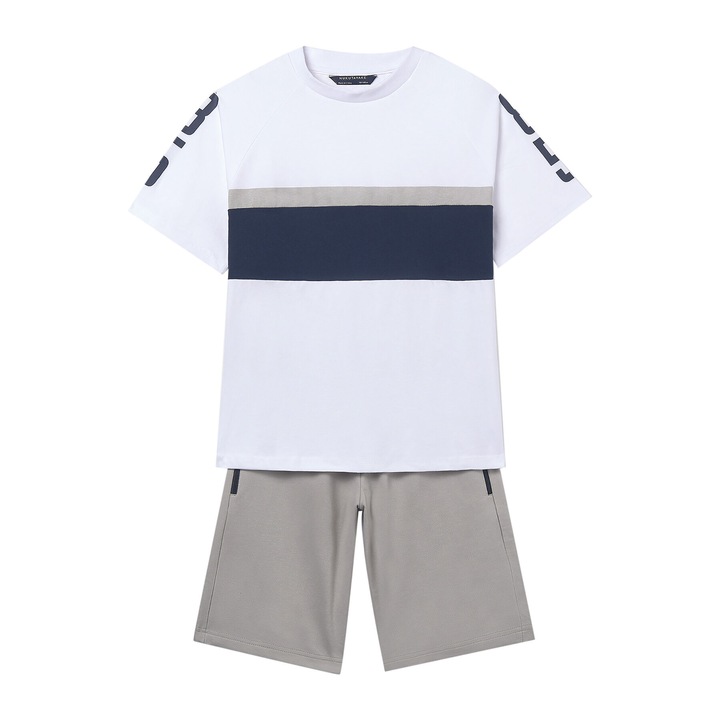 Compleu copii, Mayoral, tricou+pantaloni scurti, bumbac, gri