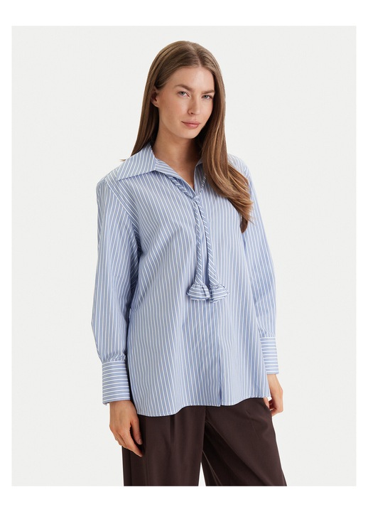 Camasa dama Marella din bumbac cu dungi, Albastru deschis