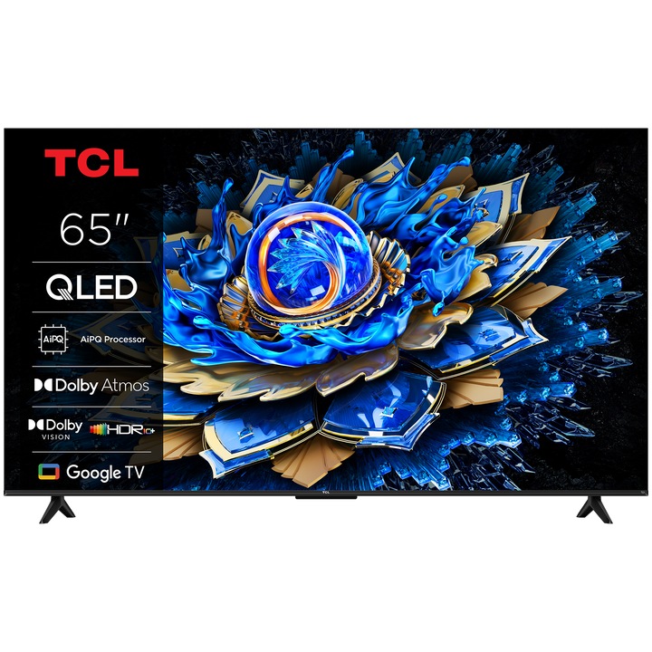 Televizor TCL QLED 65T69C, 164 cm, Smart Google TV, 4K Ultra HD, Clasa F