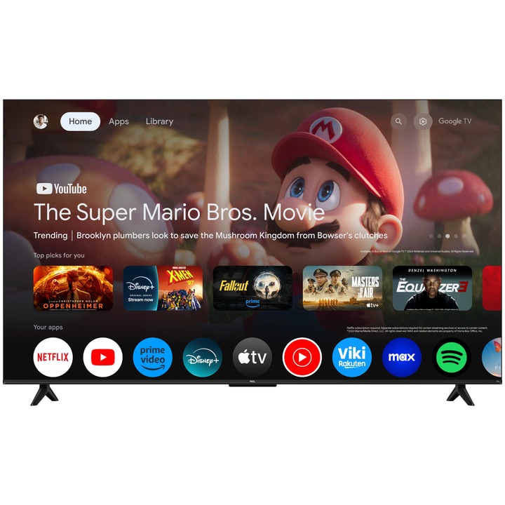 Televizor TCL QLED 65T69C, 164 cm, Smart Google TV, 4K Ultra HD, Clasa F