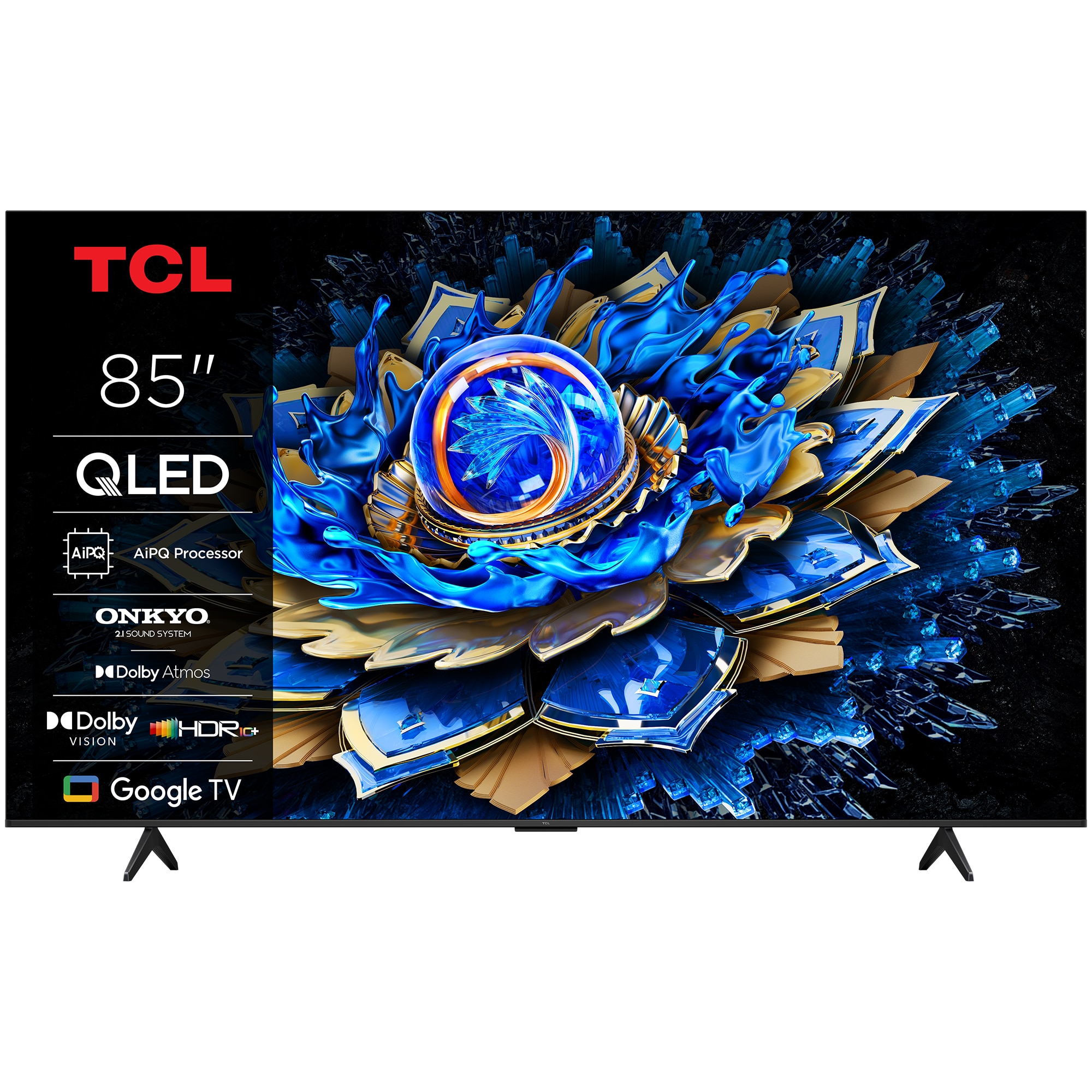 Televizor TCL QLED 85T69C, 214 cm, Smart Google TV, 4K Ultra HD, Clasa F