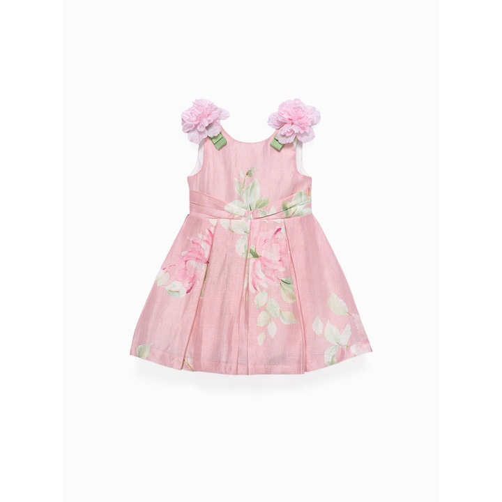 Rochie fete, Abel and Lula, eleganta, roz, lenjerie din bumbac si poliester