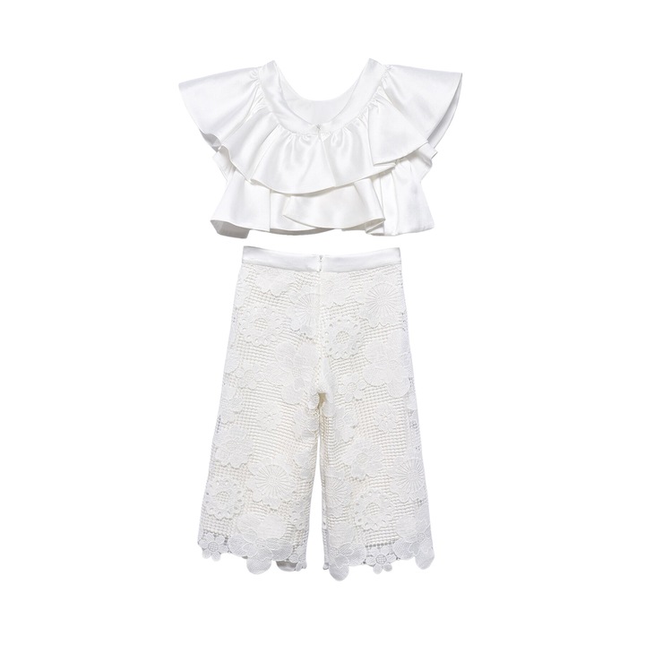 Compleu copii, Abel and Lula, bluza si pantaloni, alb, poliester, 116 CM