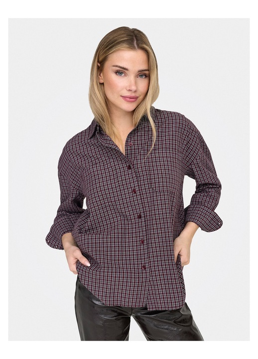 Camasa dama Only supradimensionata carouri violet, Violet