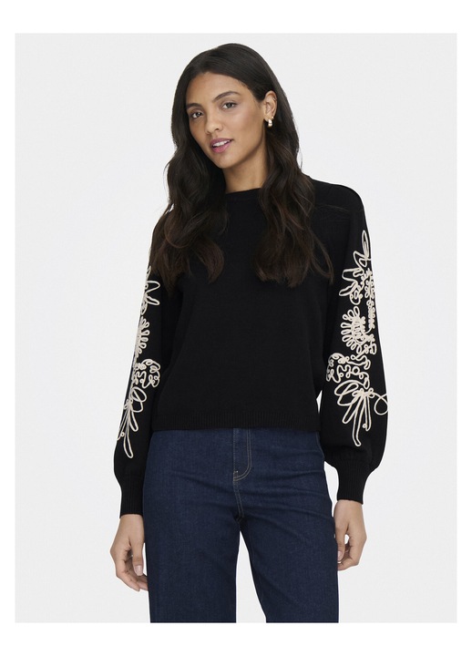 Pulover dama, Only, negru, viscoza/poliester/nailon, XS INTL