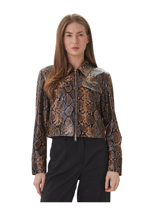 Geaca dama, Only, piele ecologica, fermoar, maro, XL INTL